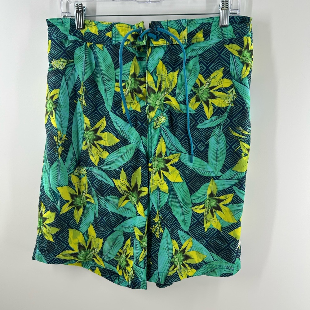 Speedo‎ Tropical Floral Swim Trunks - Green & Yellow Size M